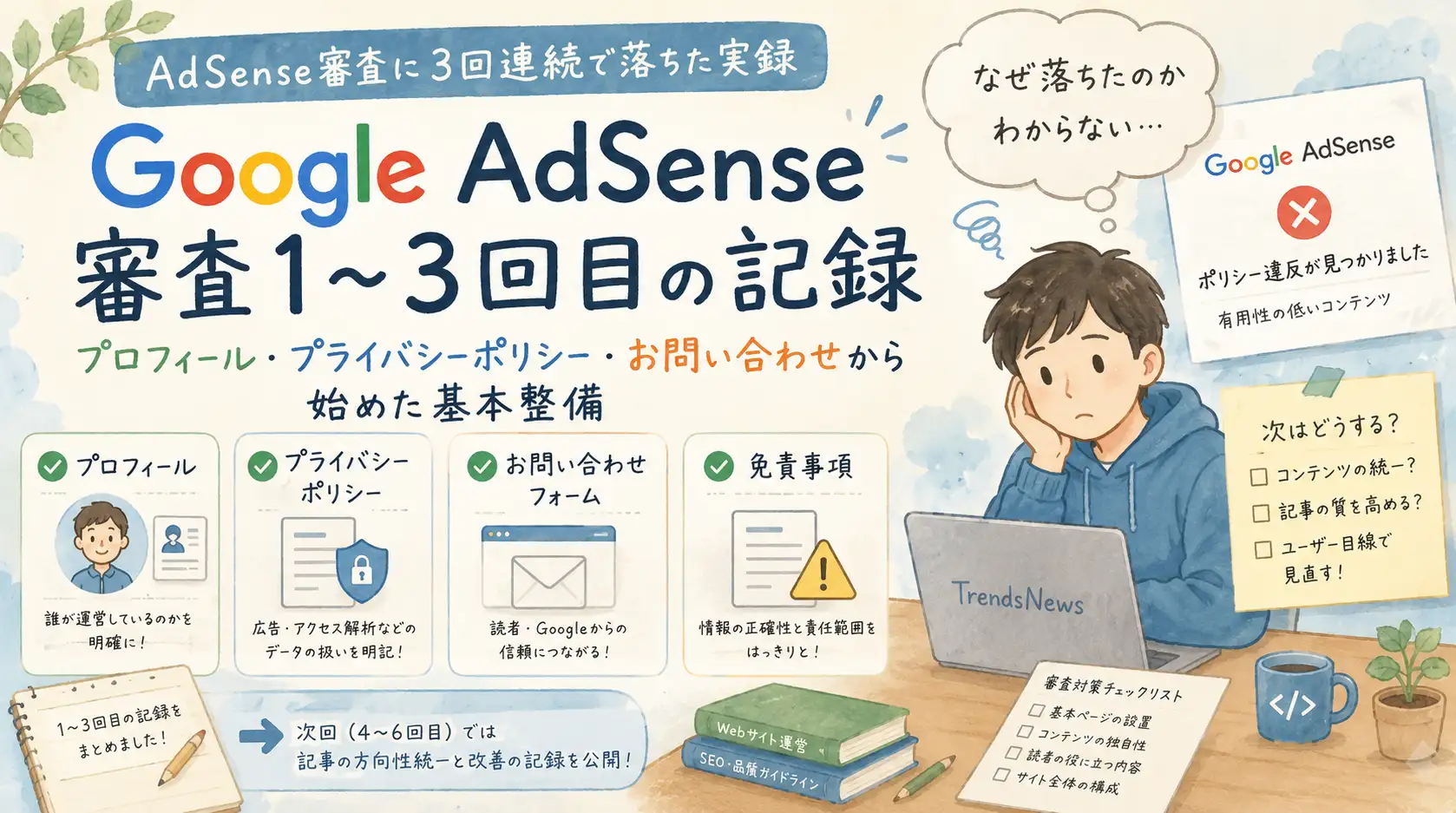 Google AdSense審査1〜3回目の記録
