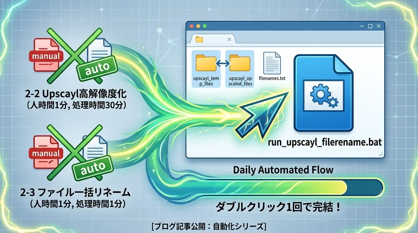 Upscayl高解像度化＆リネームを完全自動化｜バッチファイルでワンクリック処理を実現