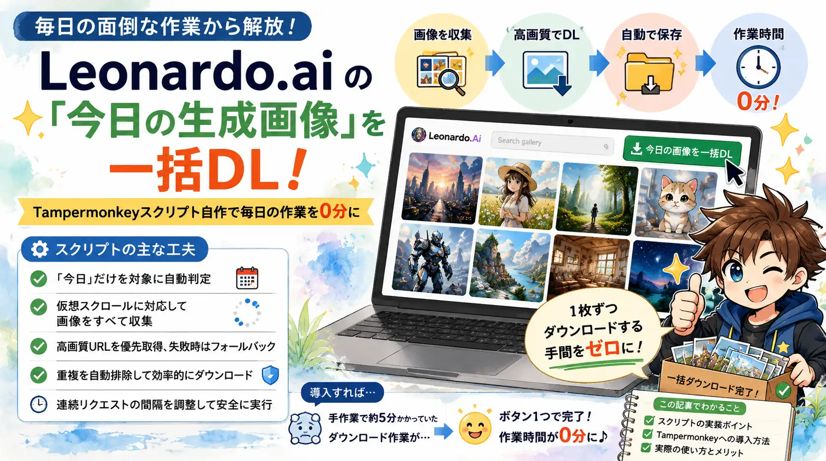 Leonardo.ai一括ダウンロードスクリプト