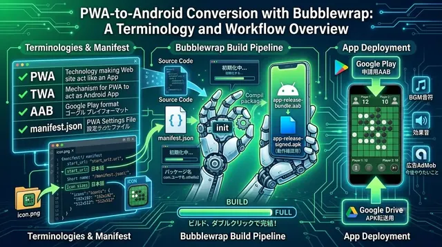 AIで作ったオセロゲームをスマホで遊べるようにするぞ｜TWA・Bubblewrap・AAB生成解説