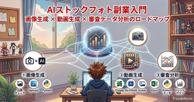 AIストックフォト副業入門｜画像生成の自動化から審査分析・動画アップスケールまで
