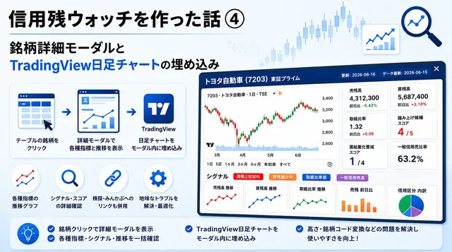信用残ウォッチを作った話④｜銘柄詳細モーダル実装とTradingView埋め込み断念の記録