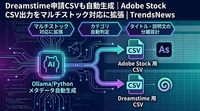 Dreamstime申請CSVも自動生成｜Adobe Stock CSV出力をマルチストック対応に拡張