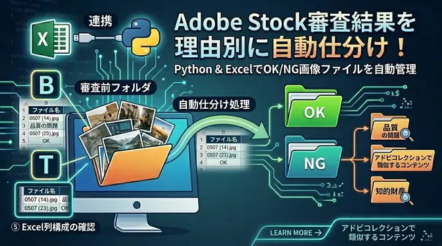 Adobe Stock審査結果を自動管理する方法｜PythonでOK/NG画像を理由別フォルダに振り分け