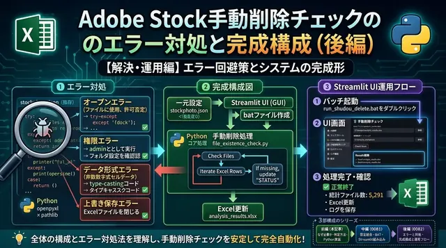 Adobe Stock手動削除チェック（後編）｜エラー記録・完成構成・運用フロー