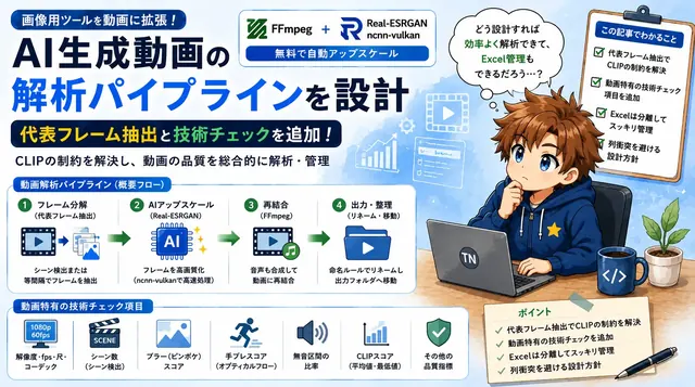AI生成動画の解析パイプラインを設計｜代表フレーム抽出とExcel列衝突回避