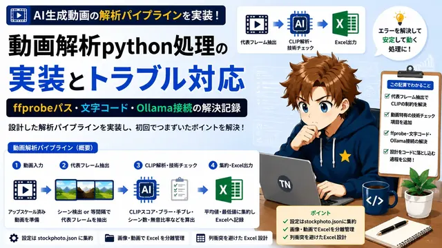 video_analyzer.pyの実装と初回エラー｜ffprobeパス・文字コード・Ollama接続のトラブル対応